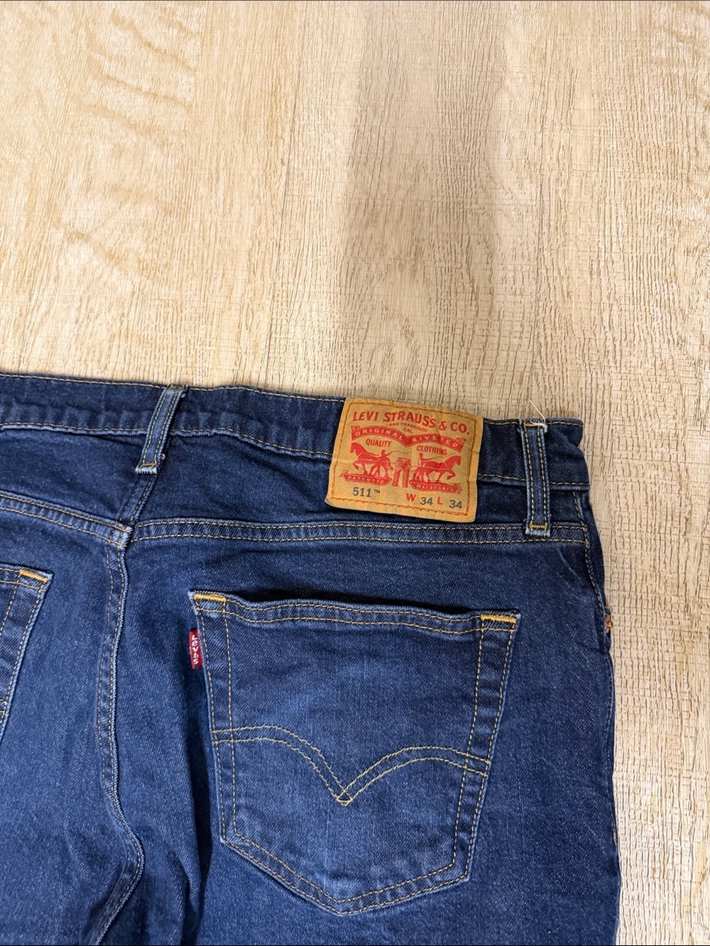 Men's Levi’s 511 Slim-Straight Jeans in Dark Blue Denim Size 34x34 - Picture 9 of 11
